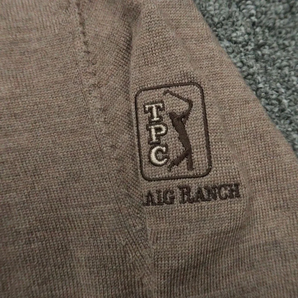 Johnnie O Sweater Men Medium Walnut Raynor Merino Wool 1/4 Zip TPC Craig‎ Ranch